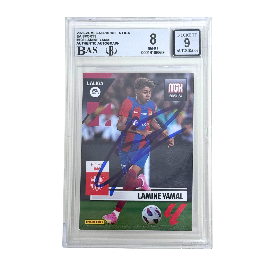 Lamine Yamal Signed 2023-24 Panini Megacracks #108BIS Rookie Card - BGS 8 AUTO 9